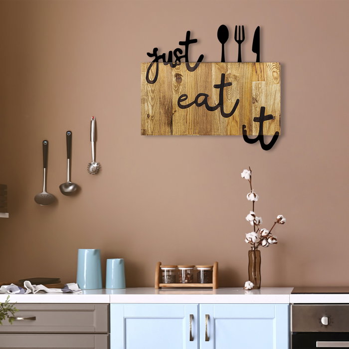 Wallity Just Eat It Escultura de pared en Nogal y Negro
